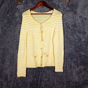 Trina Turk Ashbridge Cardigan Striped Crochet Old Money Vacation Womens Large